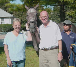 Lindy and Geoff Howard-Spink with 'Snowdrops' at Belmont Park.
